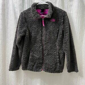 The‎ North Face Fleece Jacket Full Zip Pink Accents Gray size Girls L 14/16